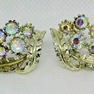 Vintage Coro Silvertone & Rhinestone Earrings